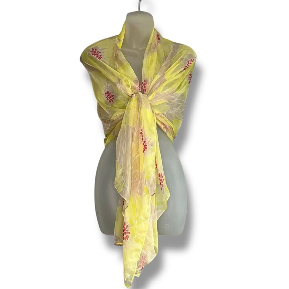 Sheer floral oversized wrap sarong scarf 41” x 70” - Picture 3 of 7